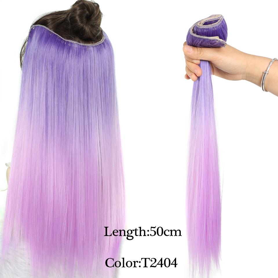 

22-дюймовый синтетический волнистый невидимый зажим для наращивания волос Ombre натуральный черный розовый цельный шиньон искусственные волосы парики для женщин