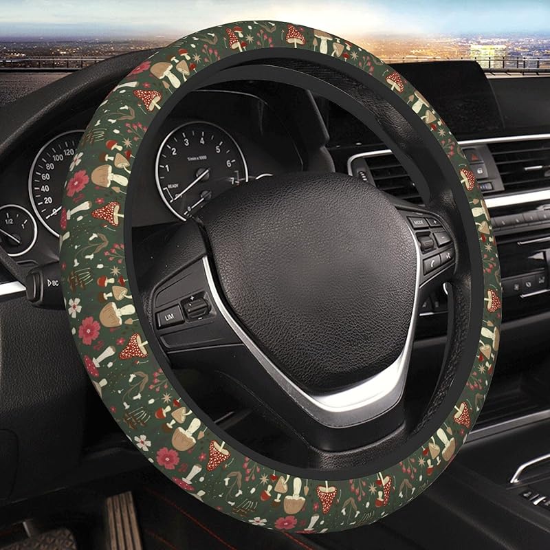 Chic Wildflowers Steering Wheel Cover For Men Women Universal Car Accessories 15 Inch Neoprene Auto Interior Decor