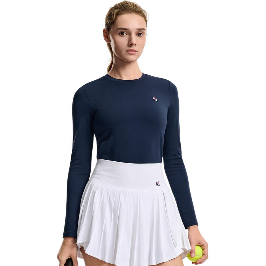 Fila Tennis Fashion Personality Classic Simple Retro Sports Training Comfortable Long Sleeve T-Shirt Women tops Sky-Blue A11W613215FBU