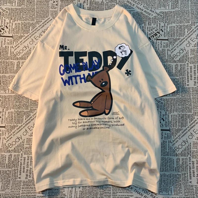 

Оригинальная американская ретро мультяшная футболка с принтом мультфильма с коротким рукавом для мужчин и женщин, свободного кроя, из чистого хлопка, топ для пар XXXXXL хаки