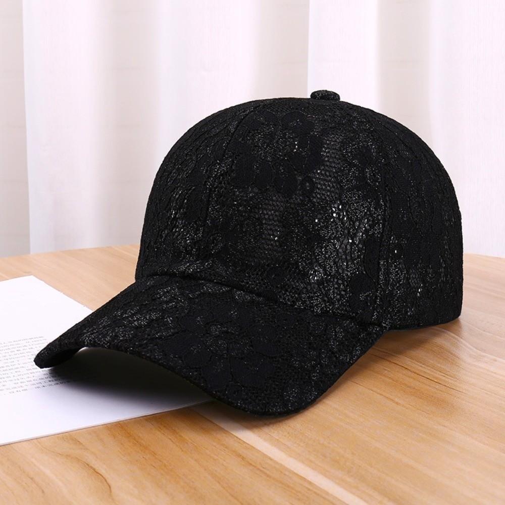 Verstellbare Baseballkappe mit floraler Spitze Atmungsaktiver Streetwear-Hut Modischer Netz-Baseballhut Für Damen