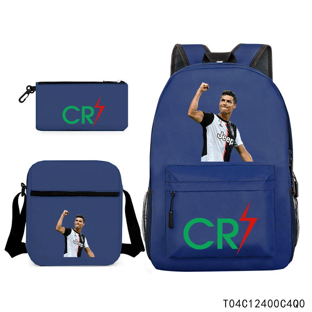 Luo Qixing Three-Piece Schoolbag, Male And Female Students Leisure Bag, Printed Large-Capacity Outdoor Backpack