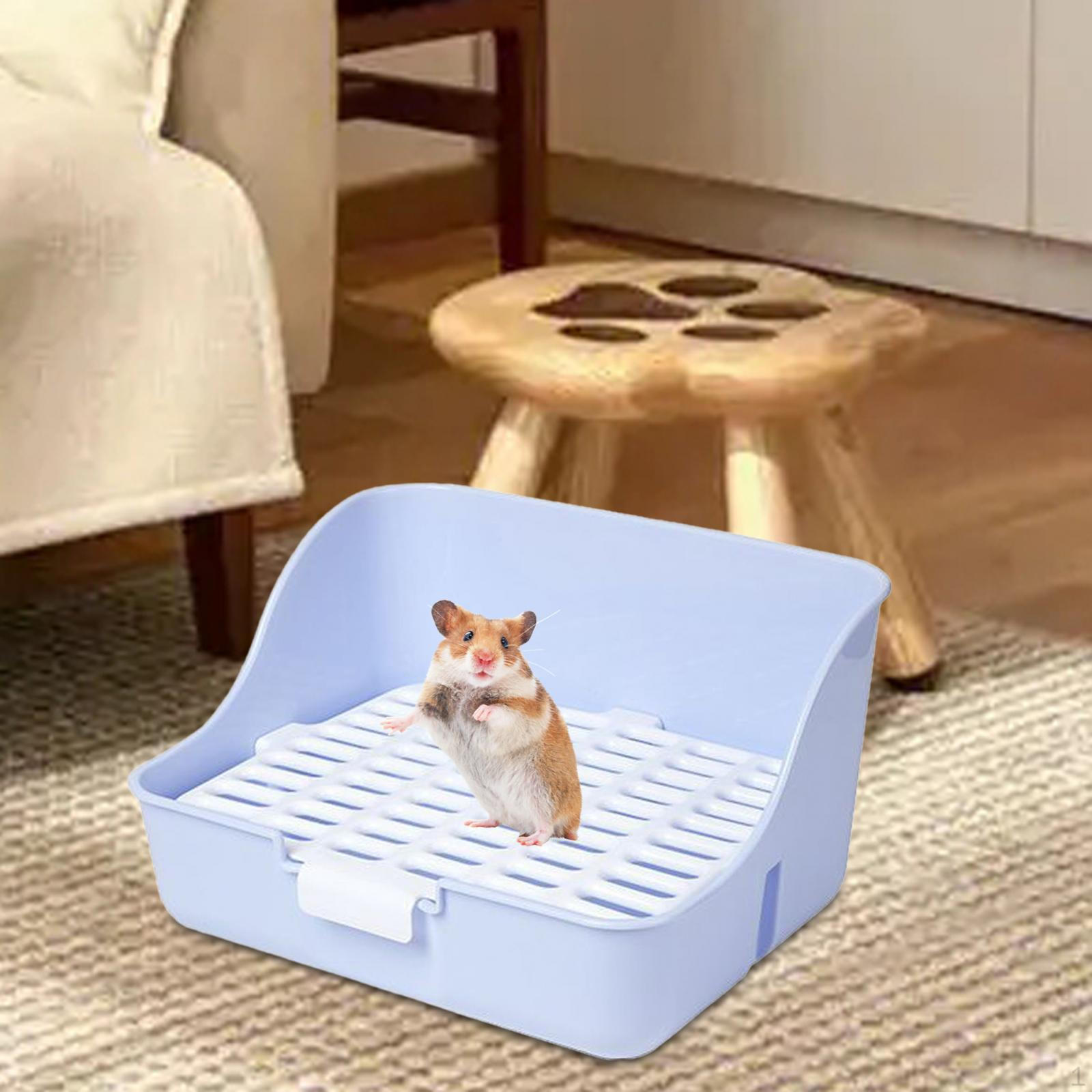 Туалетный лоток, прочный, антиразбрызгивающий унитаз, уголок для обучения горшку для хомяка, морской свинки синий