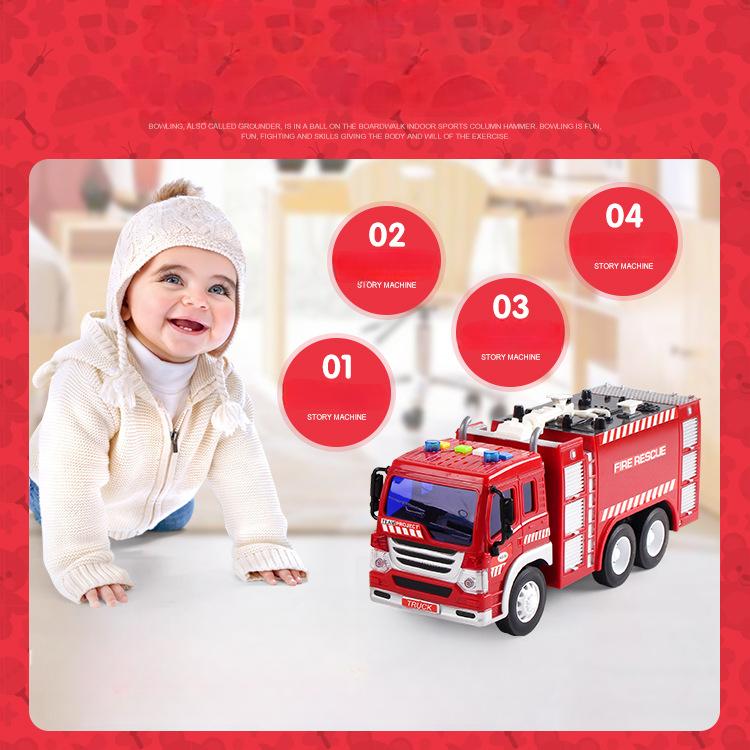Multifunctional Early Education Simulation Inertia Sound And Light Music Storytelling Fire Truck Model Children'S Toys 1:16