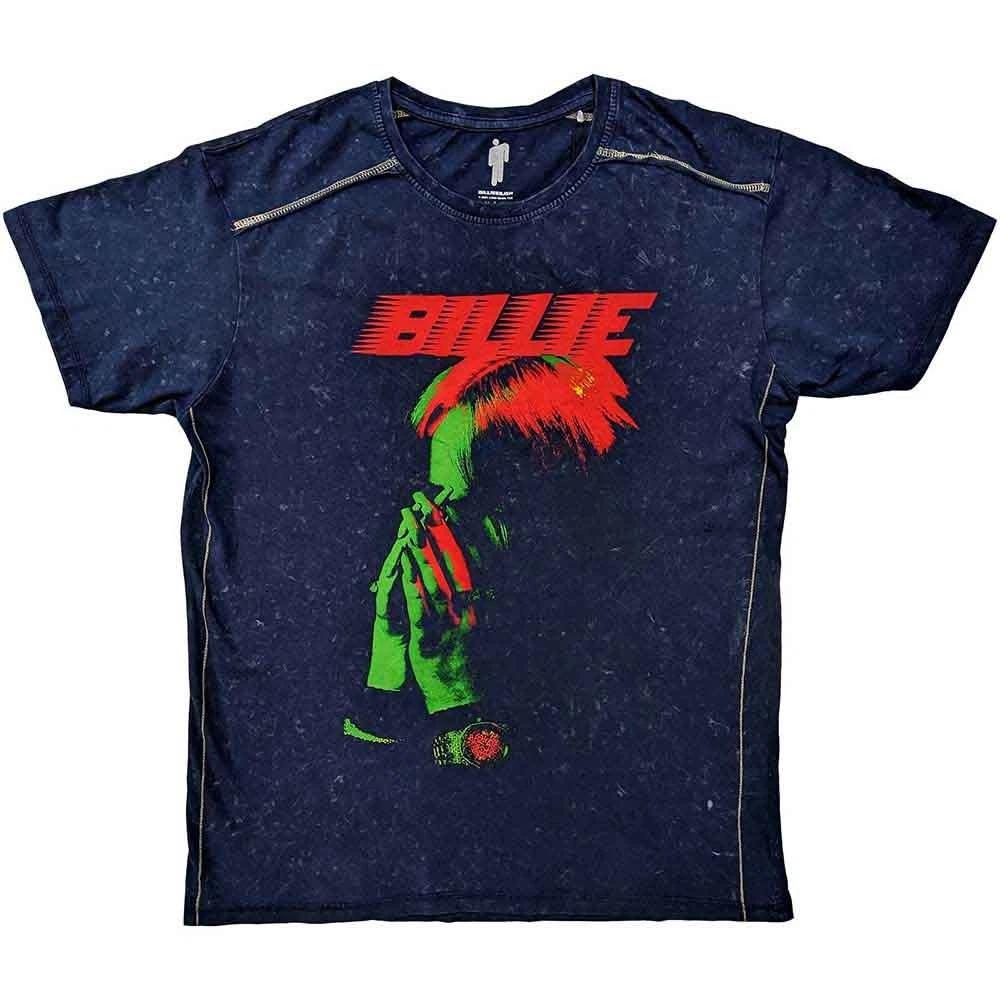 Blue Snow Wash Billie Eilish Hands Face Allowed T-Shirt Men M