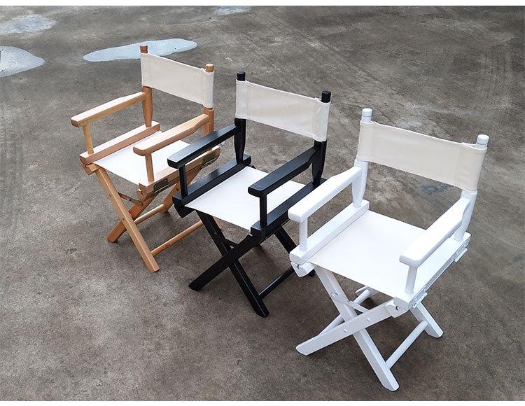 Children's Solid Wood Director Chair with Folding Backrest - Log Color Game Seat.