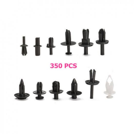 350 Clips Car Body Plastic Push Pin Rivet Trim Moulding Kit 12 Model Black Rivet