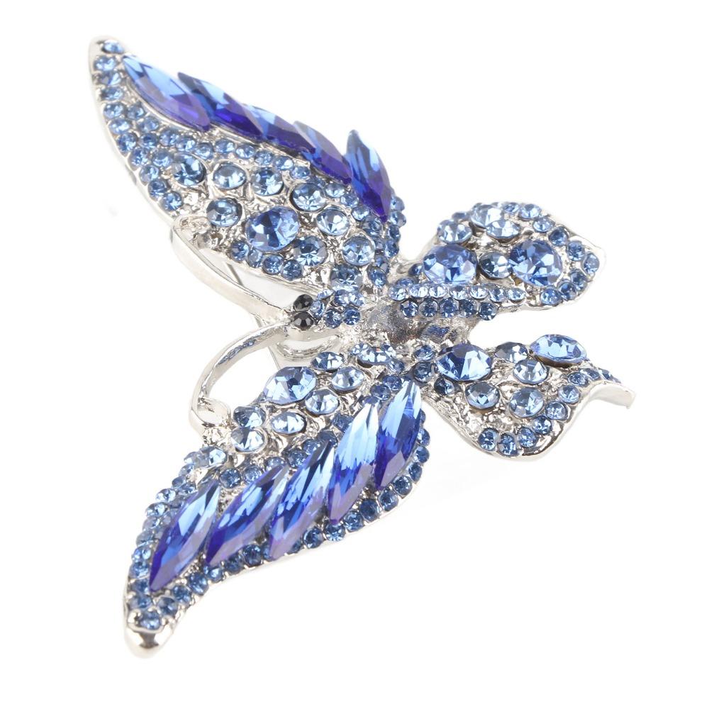 2pcs Animal Shape Crystal Rhinestone Brooch Exquisite Design Butterfly Corsages Brooch For Women