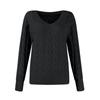 Women's Fashion Solid Colour Long Sleeve Twisted Flower V-Neck Knitwear Pullover Top Sweater
