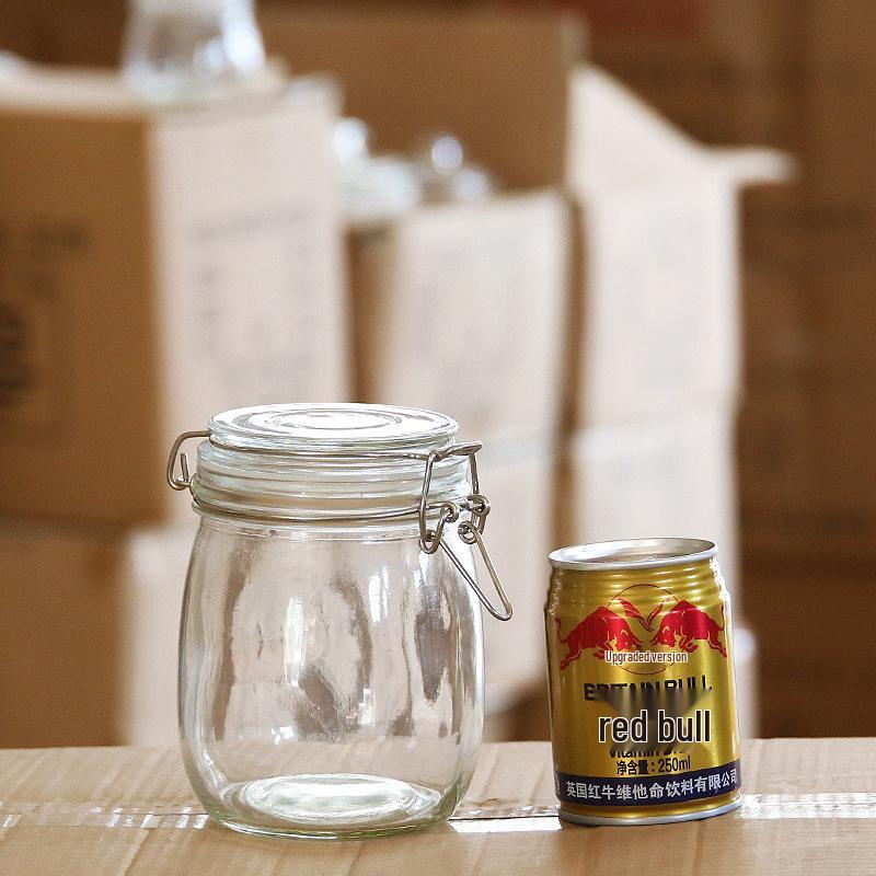 Round Glass Sealed Jar with Stainless Steel Clasp for Food Storage