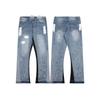 European & American Ink Splatter Graffiti Micro Flare Patchwork Jeans for Men & Women - Trendy Casual Long Pants