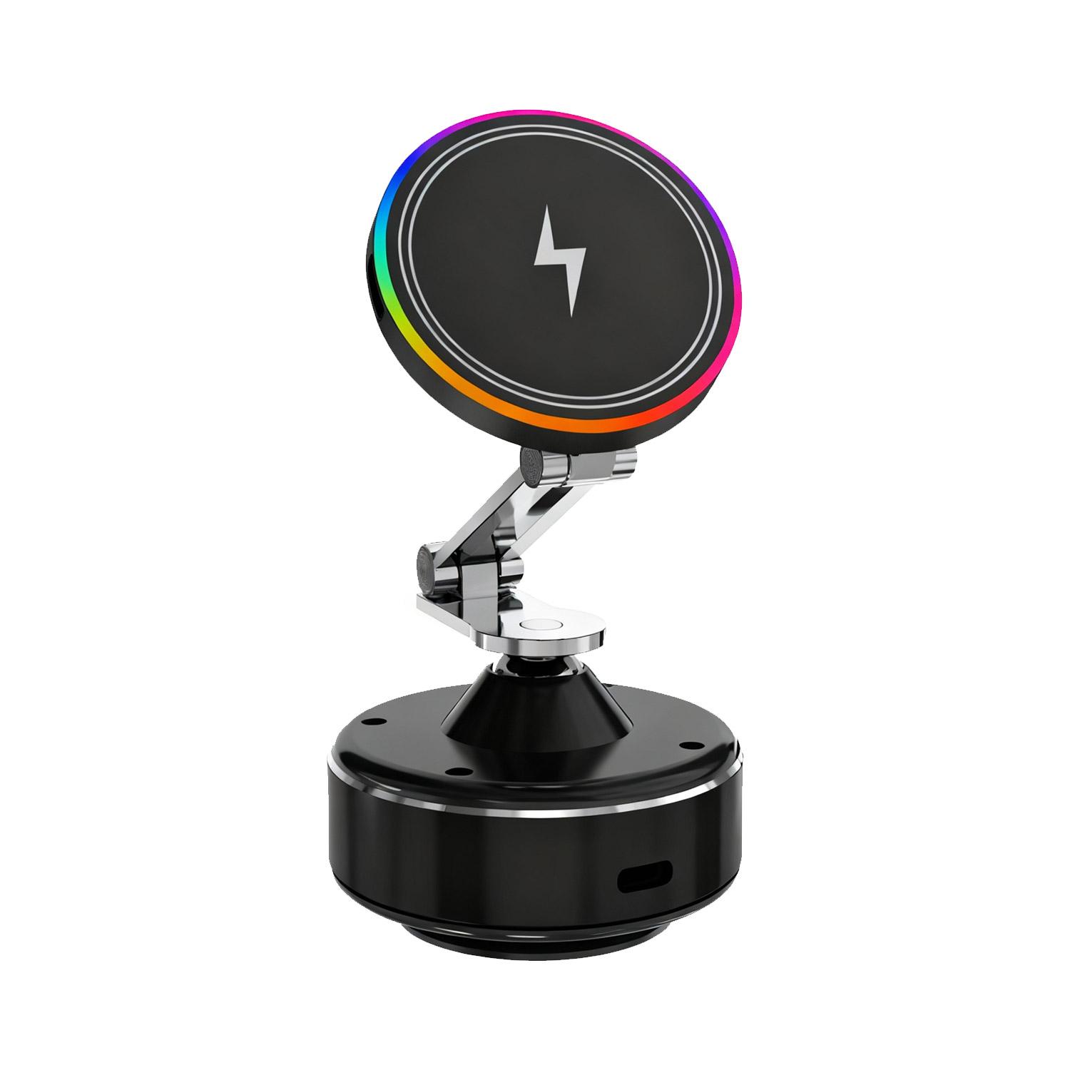 

Cooling Wireless Charger Car Phone Holder with Breathing RGB Light Magnetic Suction Cellphone Bracket for iPhone 12/13/14/15/16 чорний