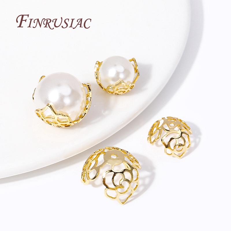 18K Gold Plated 12/16MM Large Beads Caps Filigree Bead Cap High Quality Jewelry Beads Cap DIY Handmade Jewelry Accessories