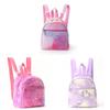 Star Moon Pattern Pu Lightweight Backpack With Arcshaped Shoulder Straps For Girls