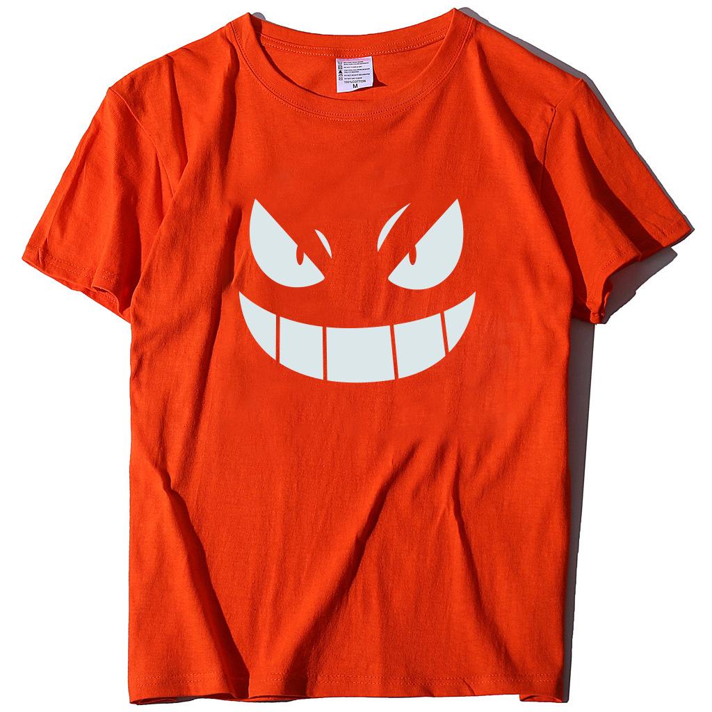 Unisex European-American Plus Size T-shirt with Evil Funny Face Art Print