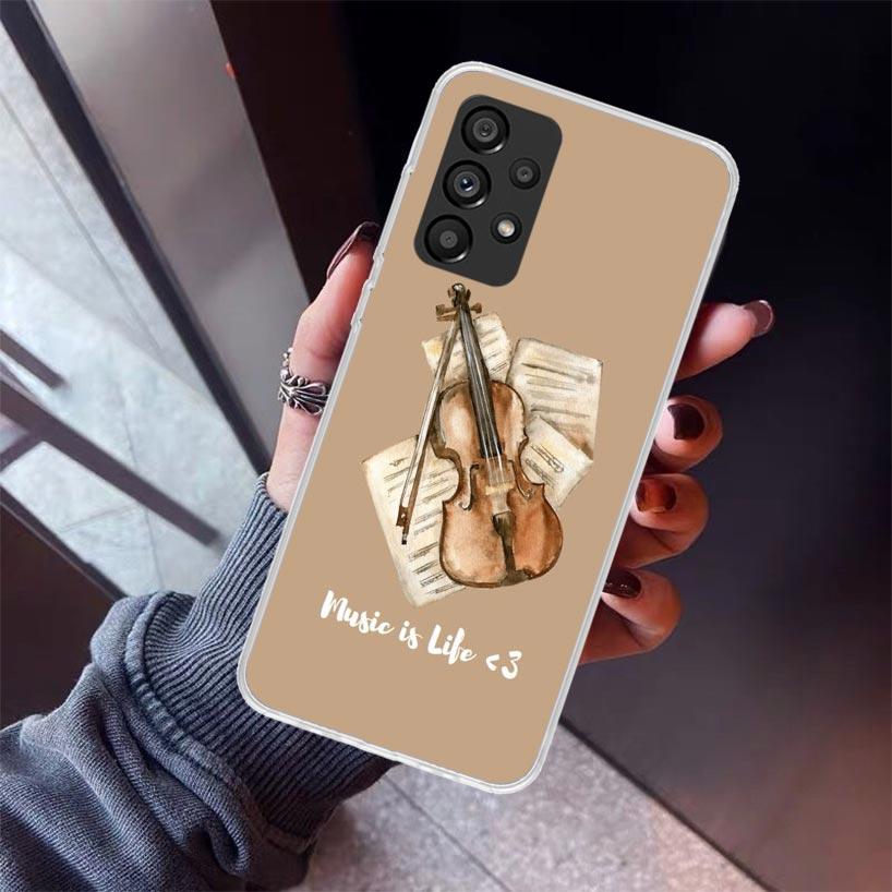 Music Violin Phone Case For Samsung Galaxy A17 A57 A37 A16 A26 A36 A56 A15 A25 A35 A55 A14 A13 A54 A53 A34 A24 A33 A23 Galaxy A1