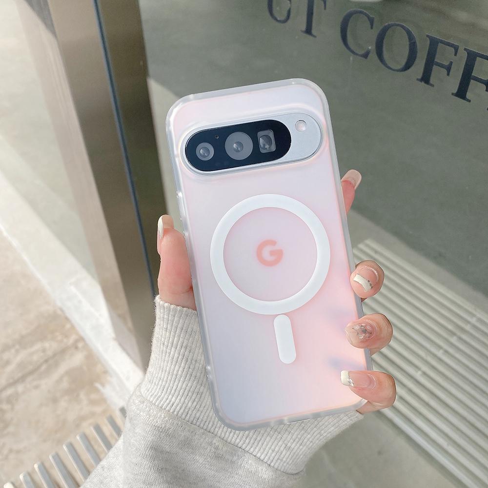 Laser Gradient For Magsafe Magnetic Silicon Case For Google Pixel 10 9 Pro XL 10 9 Pro 9A Wireless Charge Colorful Frosted Cover