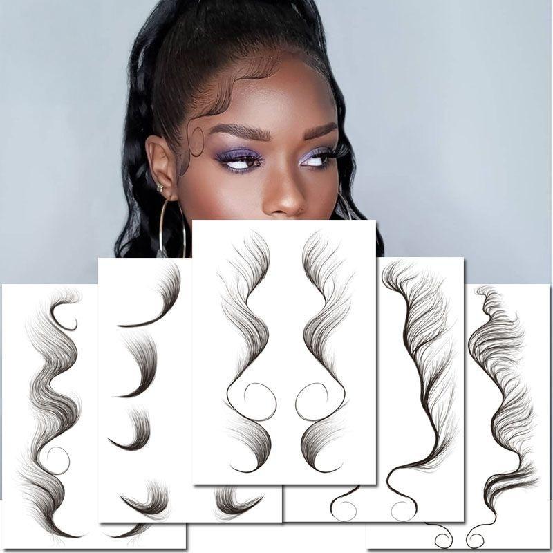 

In Stock unisex Hairline edge sticker baby hair edge tattoo Tattoo Stickers Cross border Liu Hai Tattoo 5sheets/set 5 sheets/set чёрный