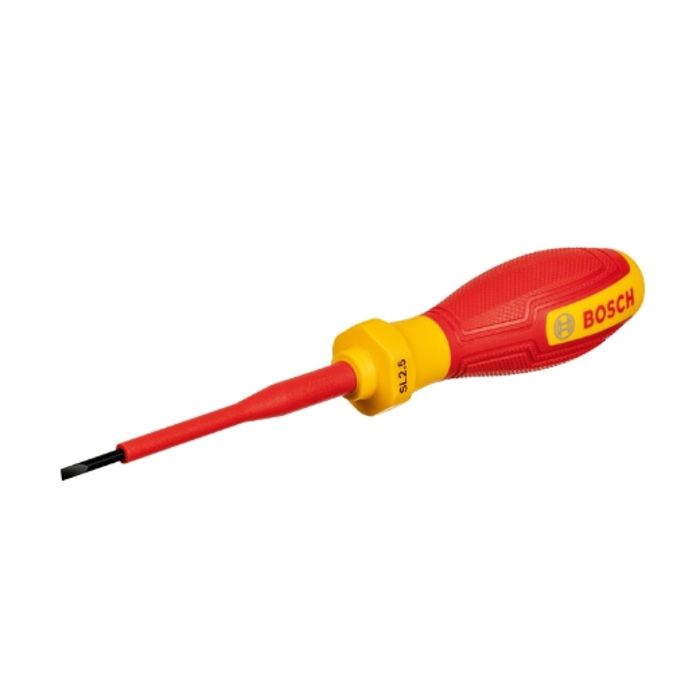Tournevis VDE plat BOSCH Professional SL2,5 x 75 mm - Isolé 1000 V, testé 10 000 V - Manche softgrip antidérapant