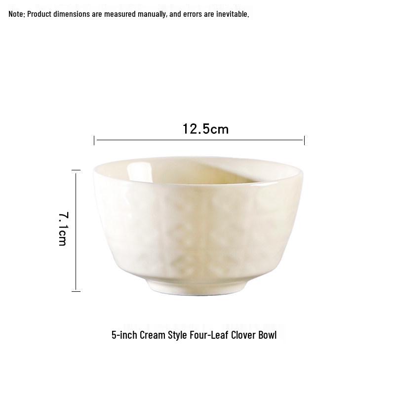 Set of 10 Ceramic Underglaze Rice Bowls - Cream Style, Ideal for Soup and Noodles (2025 New Design)