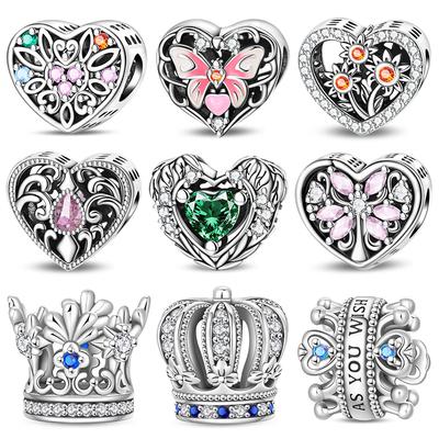Original New In Various Patterns Heart Shape Charm Beads Fits Bracelets Bangle Necklace For Women Luxury Diy Jewelry Fine Gifts