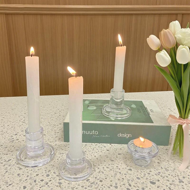 Luxury Glass T-Shaped Candle Holder Wedding Centerpiece Candle Sticks Holders Vase Clear Glass Taper Candlestick Holder