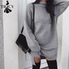 Women's Fashion Spring Fall Solid Color Print Long Sleeve High Neck Loose Waistline Casual Dresses