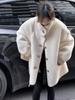 Women's Thick Shearling Stand Collar Jacket - Autumn/Winter, Loose Fit, Warm, Slimming Style
