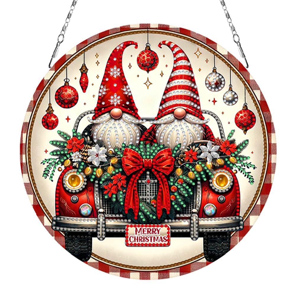 Christmas 2D Flat DIY Special Shape Rhinestone Diamond Art Window Pendants Diamond Art Pendant Window Hanging Art for Home Decor