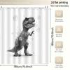 Tyrannosaurus Rex Soap Bubble Shower Curtain 1Pc With 12 Hooks For Bathroom Home Decor Polyester 2D Flat Print 70.8X70.8 Inch