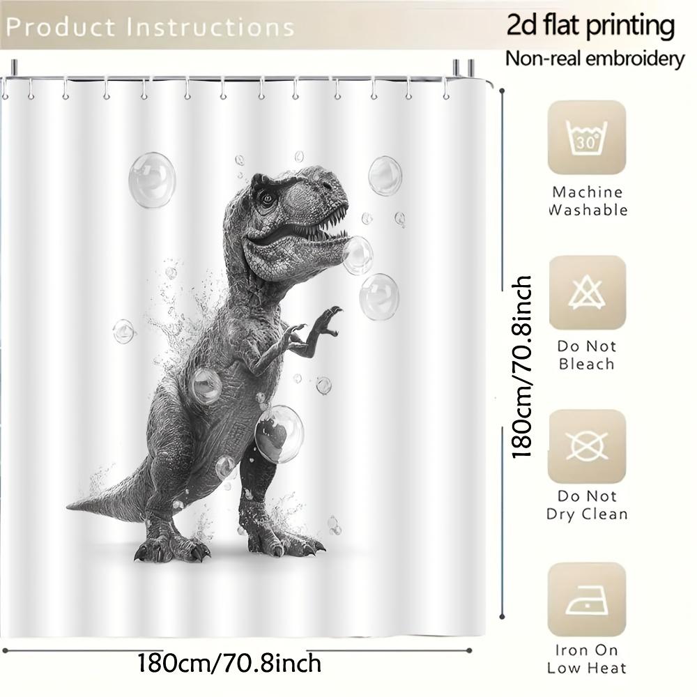 Tyrannosaurus Rex Soap Bubble Shower Curtain 1Pc With 12 Hooks For Bathroom Home Decor Polyester 2D Flat Print 70.8X70.8 Inch