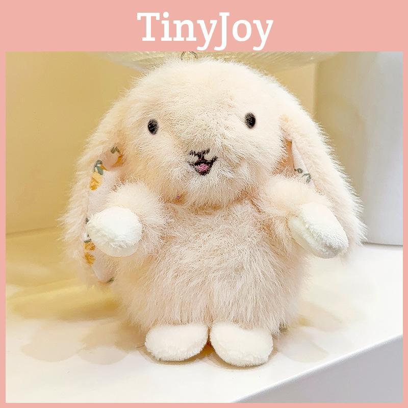 Ear Rustic Hanging Rabbit Plush Pendant With Broken Flowers Inside Ears For Gift