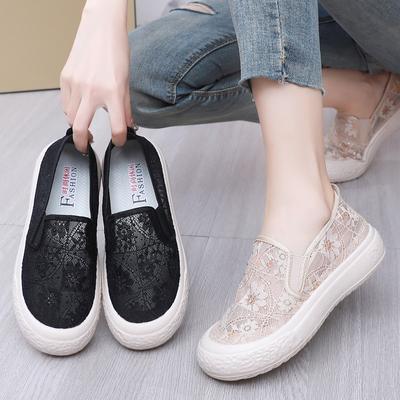 Lace Flats Women Shoes Mesh Breathable Loafers Espadrilles Summer Sandals Slip On Creepers Flats