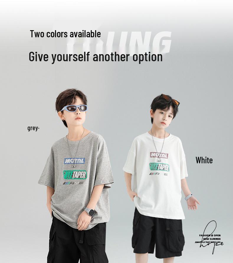 Boys' Trendy Korean Style Cartoon T-Shirt - Casual Loose Fit, Short Sleeve Summer Top