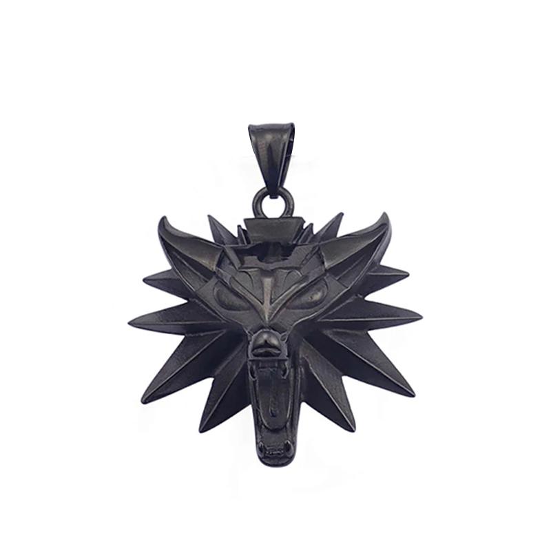 Stainless Steel Wizard 3 Wolf Head Pendant Retro Style Geralt of Rivia Men's Necklace Popular Medieval Witcher Jewelry