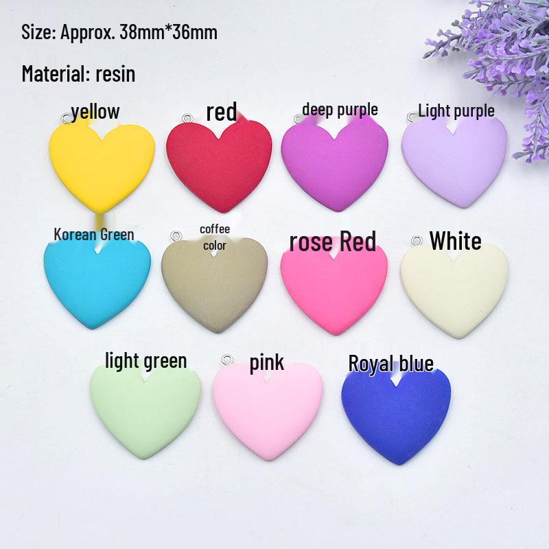 Large Peach Heart Resin Pendant Keychain - DIY Jewelry Accessory
