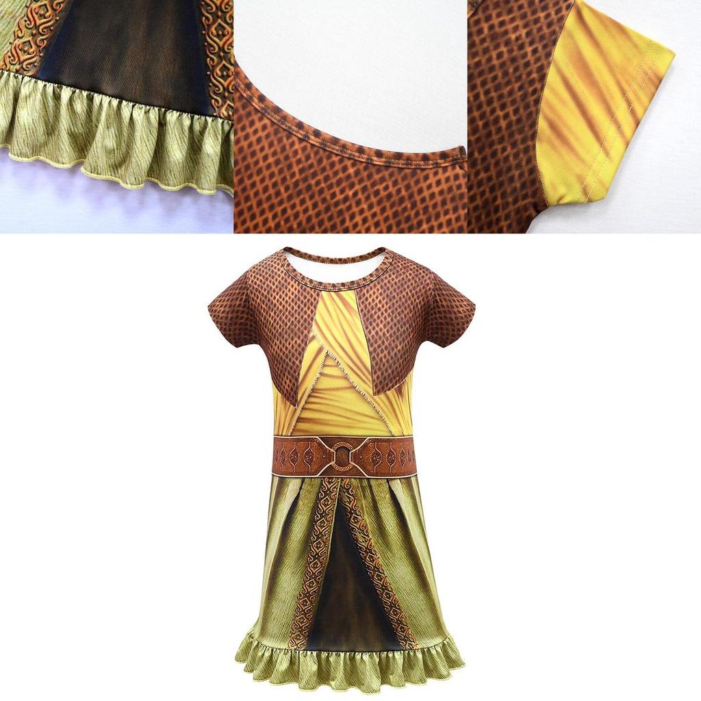 Enchanting Raya And The Last Dragon Girls Printed Short Sleeve Cosplay Fancy Dress Costume
