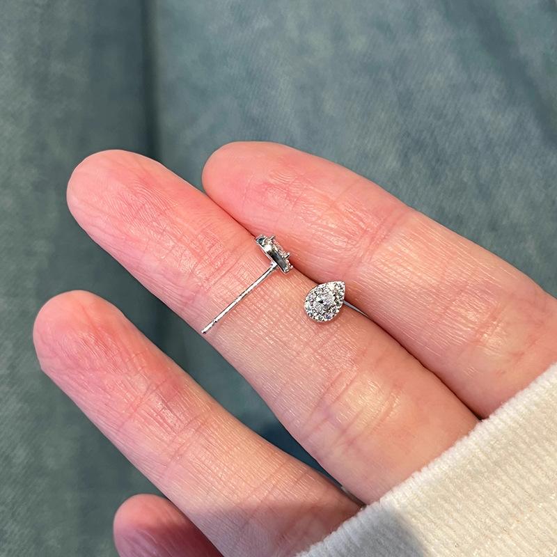 Mini Luxury Shiny 925 Sterling Silver Full Zircon Teardrop-shaped Stud Earrings for Women Korean Jewelry Party Accessories Gifts