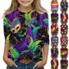 Print Tops For Youth Girls Round Neck 3/4 Sleeves T-Shirts Trendy Tops Outfit Tees