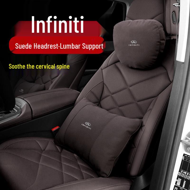 Infiniti Q50L/Q70/QX50/Maybach Suede Neck Pillow & Lumbar Support Headrest