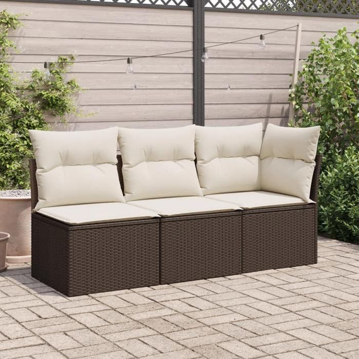 VidaXL Garden Corner Sofa with Cushions, Seat with Backrest, Outdoor Patio Backyard Terrace Furniture, Brown 366216