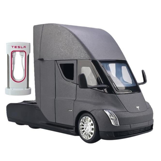 Camion Elettrico Tesla Semi Grande Die Cast 1:Modellino di Auto in Lega 24 Pezzi, 1 Pezzo, Verde, Nero, Argento nero