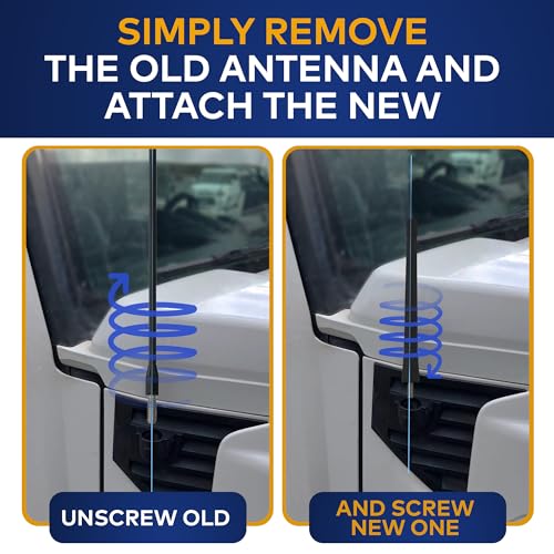 7 černých vnějších anténních stožárů pro Hummer H2 2003-2009 - Náhradní antény pro automobily, nákladní vozy a SUV - Kompatibilní s FM a AM rádii - Auto a Tr