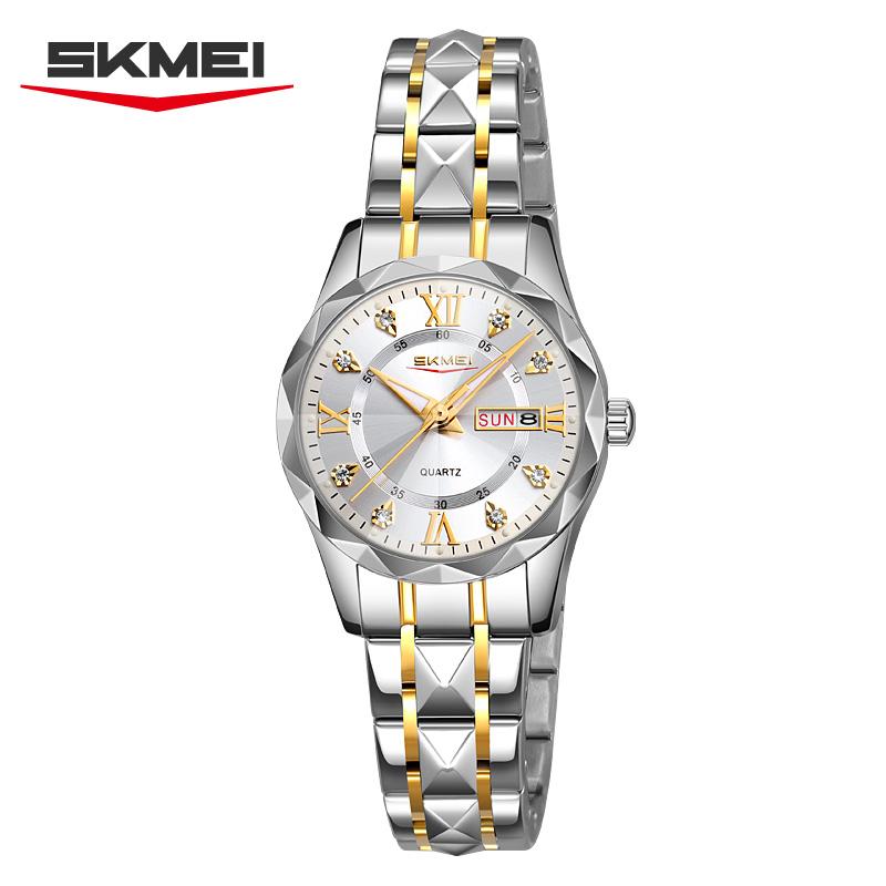 SKMEI New Man Waterproof Fashion Luxury Dial Exquisite Quartz Stainless Steel Watch for Women 9369