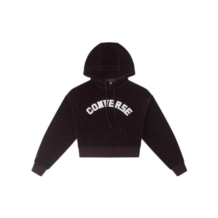 

Converse Letter Print Drawstring Hoodie Women Tops Dark-Brown 10026557-A03