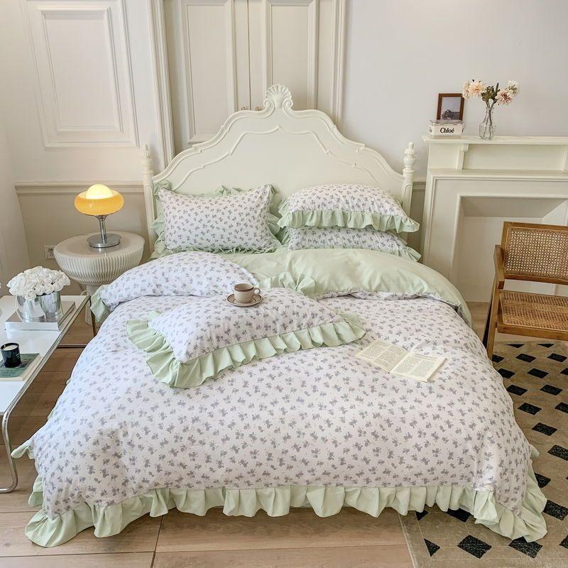 Four Seasons Universal Princess Style Four Piece Set Thickened Girl Heart Lace Bed Sheet Quilt Set Double Bedding