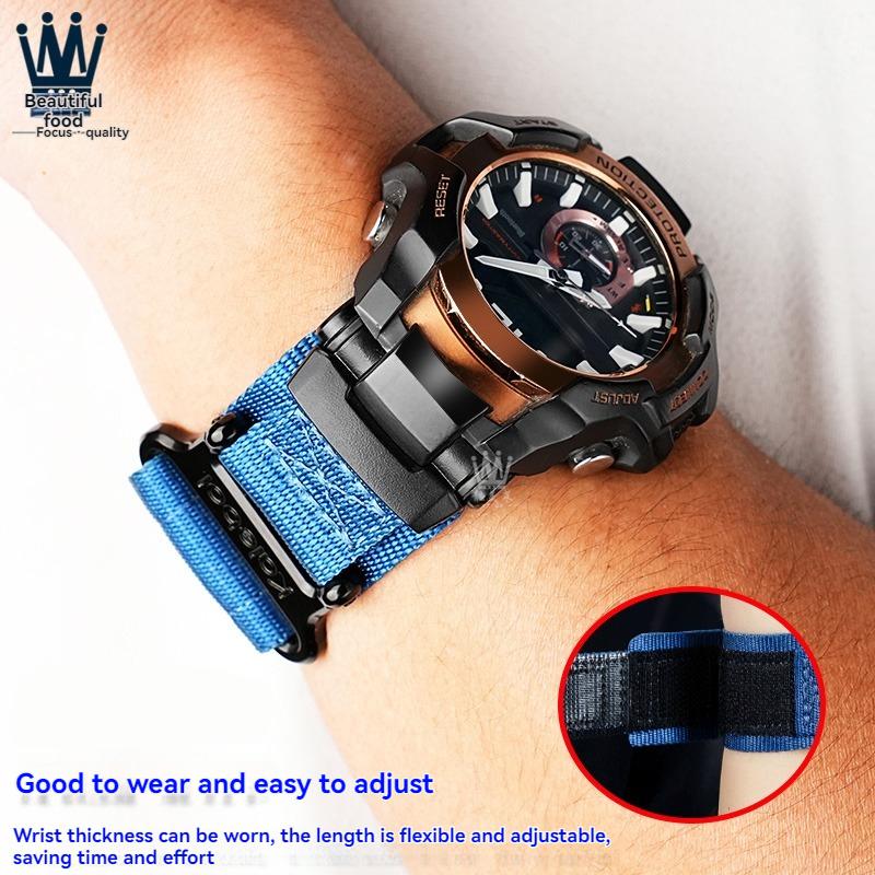 Für Casio G-SHOCK Serie Uhr 5536 GR-B100/GR-B100GB Modifiziertes Nylon-Canvas-Armband Herren Sport Wasserdicht Kette Armband schwarz