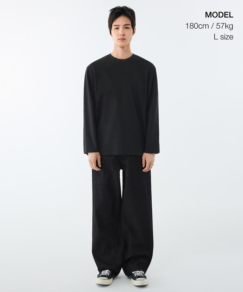MUSINSA STANDARD [Heat Standard] Crew Neck Long Sleeve T-Shirt [Black]