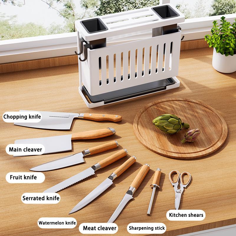 Suport cuțite blat bucătărie montat pe perete multifuncțional suport depozitare bețișoare linguri cuțite