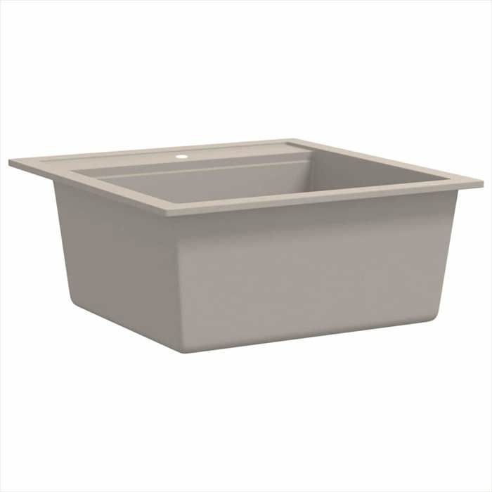 Évier de cuisine - VIDAXL - Beige - Granit - Rectangulaire - 1 bac profond
